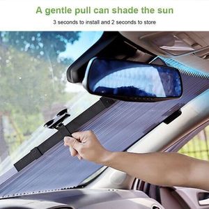 Pare-soleil Rétractable Automobile écran Solaire Isolation Thermique Pliage Automatique Pare-brise Avant Pare-soleil Rideau De Voiture Blackout Barrière Lumineuse - 70cm