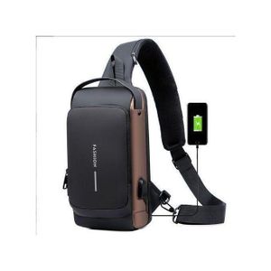 Sac à bandoulière en cuir verni pour homme, sac de poitrine multifonction