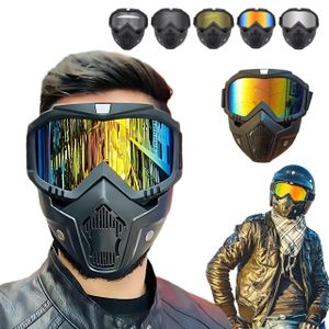 masque Moto avec Lunettes Amovibles Coloré Anti-Bouée
