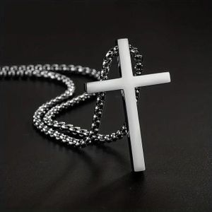 Collier pendentif croix en alliage à chaîne en acier inoxydable rétro