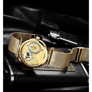 REWARD Montre Homme Luxe originale Dorée Double Heure Dual Time Bracelet Acier Inoxydable