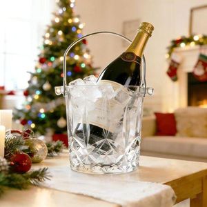 Mini Seau à glace en verre, rafraîchisseur à vin, bac à glaçons en cristal