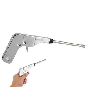Allume gaz metallique spark-l, allume feu piezo pistolet, allumeur etincelle cuisine gaziniere, accessoire allumage rechaud camping, pistolet etincelle sans pile ni gaz, allume barbecue inox durable, outillage cuisine retro chrome,  