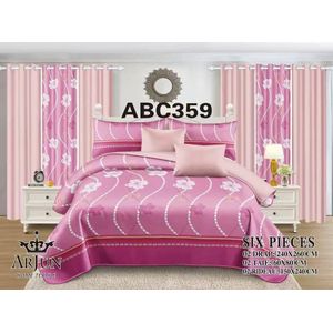 Ensemble Complet Lit & Rideaux 6 Pièces  - Élégance Rose & Douceur Florale 