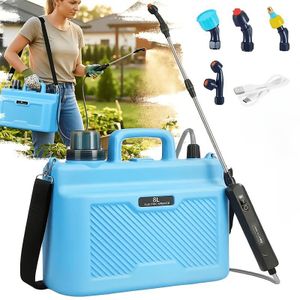 Pulvérisateur électrique de 8 litres – Arrosoir portable rechargeable avec pulvérisateur de jardin électrique, incluant 4 buses et une lance extensible