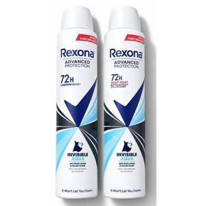 Lot De ( 2 × 200ml ) Déodorants Anti-Transpirant REXONA ADVANCED Protection 72H Invisible Importé De France 