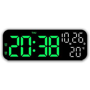 Réveil numérique – Luminosité réglable sur 3 niveaux, fonction répétition, calendrier, affichage de la date et du jour de la semaine – Horloge de bureau pour chambre et dortoir (Couleur : Noir-Vert)