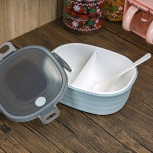 Boîte à Déjeuner Bleue Compartimentée avec Cuillère – Lunch Box Enfant et Adulte