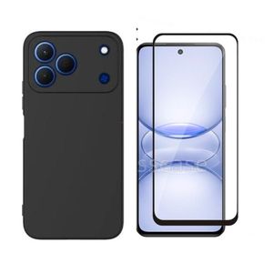 Coque en Silicone Tecno Spark 50 + 1 Antichoc 9D - Noir