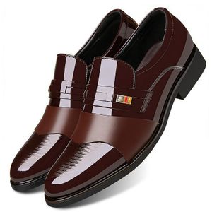 SHJO Mocassins Homme Élégants Cuir Synthétique Souple Luxe Mariage Bureau Tendance Moderne Hommes Chaussures - Brun