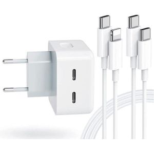 Chargeur Compatible IPhone 35W à Double Port USB-C : 2 Ports C Pour IPhone 11/12/13/14/15