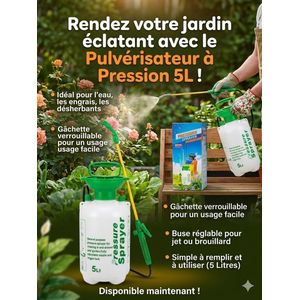 Pulvérisateur à Pression Polyvalent – Capacité 5 Litres – Idéal Jardin, Potager et Entretien