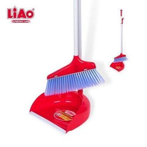 Liao Balai avec pelle long Manche - nettoyage facile sans pencher couleur rouge