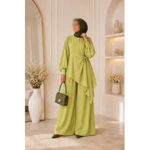 Mode Ensemble femme vert citron avec pantalon large Femme