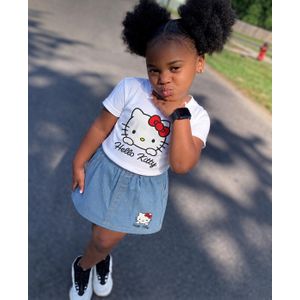 Ensemble Fille Hello Kitty – T-shirt blanc + Jupe Bleu Denim