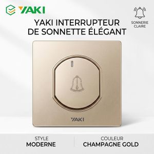 YAKI Interrupteur de sonnette à bouton-poussoir doré à réinitialisation automatique, UE, 220 V, 10 A