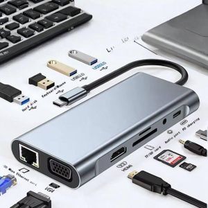 Hub USB Type-C 11 en 1 – HDMI VGA RJ45 USB 3.0 – Station d’Accueil