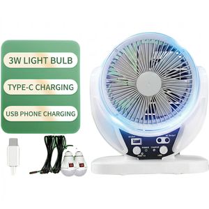 Ventilateur solaire de 6 pouces avec la lumière et le panneau solaire chargeant USB