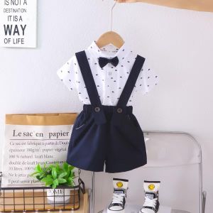 0 - 5 ans garçon nœud papillon top bretelles pantalons ensemble de deux