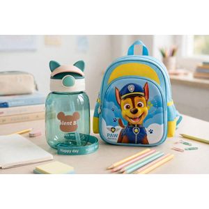 Fasfion Sac à dos pat'patrouille pour enfants en âge de maternelle ou primaire + une gourde offerte