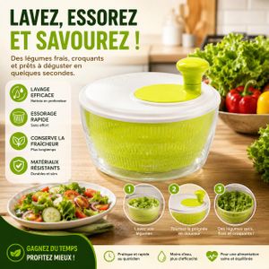 Essoreuse à Salade Manuelle – Lave-Légumes et Déshydrateur Rotatif