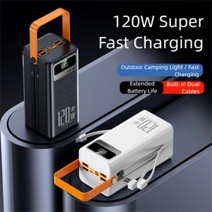 Power Bank Batterie Externe 80,000 m Ah à Charge Rapide avec Écran LED, Câbles Intégrés Détachables, 7 Sorties, Lampe Torche LED