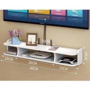 Étagère murale de rangement decodeur , wifi et autres Dimensions : longueur 60 cm, largeur 19 cm, hauteur 15 cm.