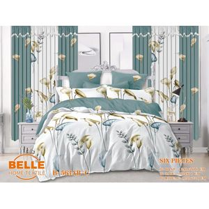 Belle Lot Complet : 2 Draps + 2 Taies + 2 Rideaux – Design Élégant et Confort Assuré