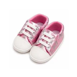 Chaussures bébé en satin – Motif marbre - Rose Clair