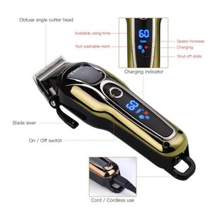 PUISSANTE Tondeuse Electrique Rechargeable KM-1990 Cheveux Et Barbe - Pour Hommes Et Enfants Noir/dore