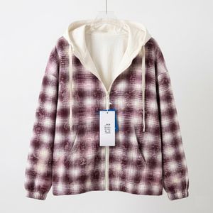 Sweat Zippé Réversible à Carreaux - Coupe Oversize