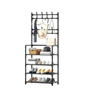 Étagère à Chaussures Multifonctionnelle -Noir – 4 Niveaux