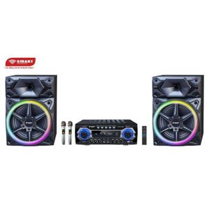 SMART TECHNOLOGY  Haut-Parleur Rechargeable -STHP-3100E -1000W- 3x10'' – Bluetooth – USB – AUX – 2xMicros – Télécommande – Noir –Garantie 12  Mois