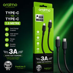 Oraimo Fastline 2 -OCD-154CC - câble type-C-type-C - transfert de données - 1.5 mètre 