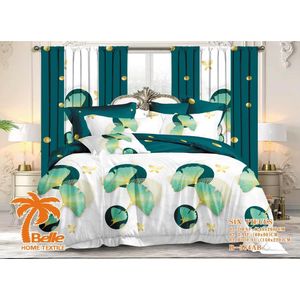 Belle Lot de 2 Draps 2Taies et 2rideaux - Confort et Élégance pour Lit 3 Places