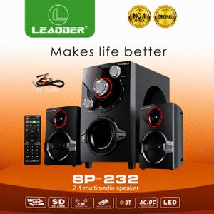 Leadder SP-232 - Enceinte bluetooth multimédia 2.1 - Télécommande - Radio FM - AUX - 30W