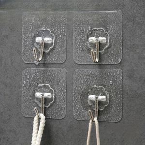 Lots de 6 crochets mural en plastique transparent double face adhésif