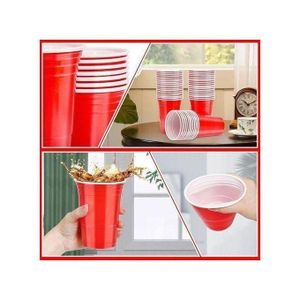 Agréable Lot De 50 Gobelets Réutilisables En Plastique Rouge