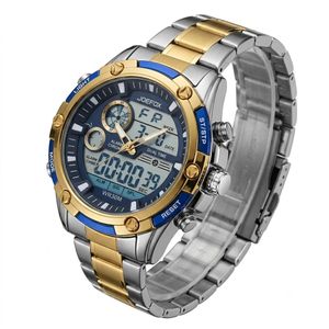 Joefox Montre Homme à Quartz Avec Double Affichage, En Acier Inoxydable, Nouvelle Collection