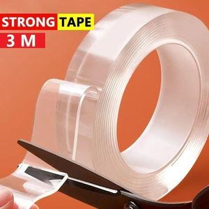 Colle adhésif double face 3m, Ruban nano transparent double face réutilisable, De 3 mètres de long