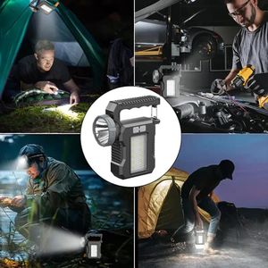 Lampe de poche solaire portative, projecteur rechargeable ultra-lumineux, lumière de marché de nuit, lumière d’entretien, lumière de camping