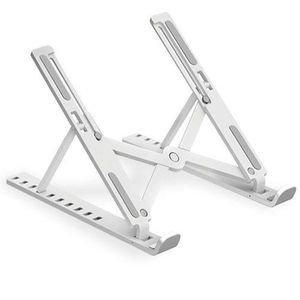 Support pc portable pliable, rehausseur ordinateur ergonomique, socle ventilé tablette blanc, accessoire teletravail bureau ergonomie, support ordinateur portable pliant, support macbook ajustable silicone, stand ventilation naturel pc 