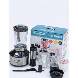 Mixeur Blender Multifonction Universal Fonction 11 en 1 – 1000W – Bol Incassable – Acier Inoxydable.