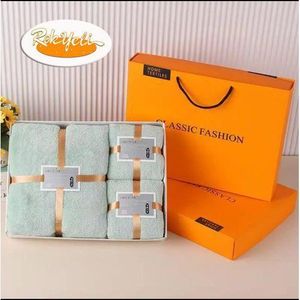 Mode Ensemble de Serviettes de Bain De Luxe - Coffret Cadeau 3 Pièces (Serviettes de Bain & Visage) Vert - Hyper Absorbant & Douces