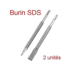 2 Burins Marteau Perforateur Piqueur System SDS Tête Plat +Pointu