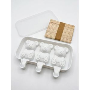 Moule à glaces en silicone motif Oursons  avec 50 bâtonnets offerts (Set complet)