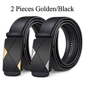 ZARSYN 2 Ceintures en cuir pour homme à boucle automatique, Ceinture en cuir de luxe pour cadeaux