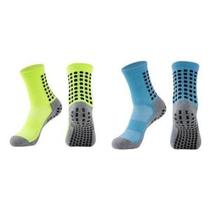Mode 2 paires de chaussettes de football antidérapantes, chaussettes d'entraînement, coupe mi-haute pour homme