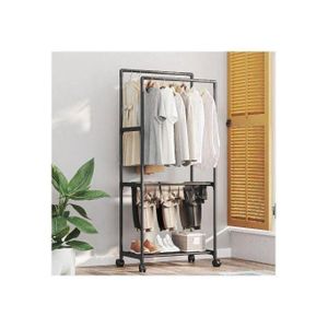 Spécial Porte-manteau Double Pôle Avec étagère Pour Entrée, Roues Sur Pied Robustes Et Durables