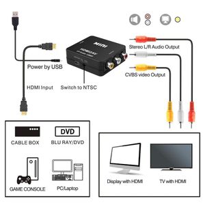 Adaptateur Mini HDMI2AV Convertisseur Vidéo Boîte Pour PS3, Magnétoscope, DVD, PALMTSC, PC- BLANC